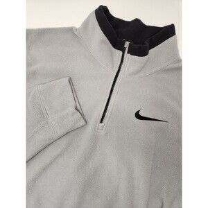 Vintage Nike Sweatshirt Mens L Gray Fleece 1/4 Zip Therma-Fit Mock Neck Pullover